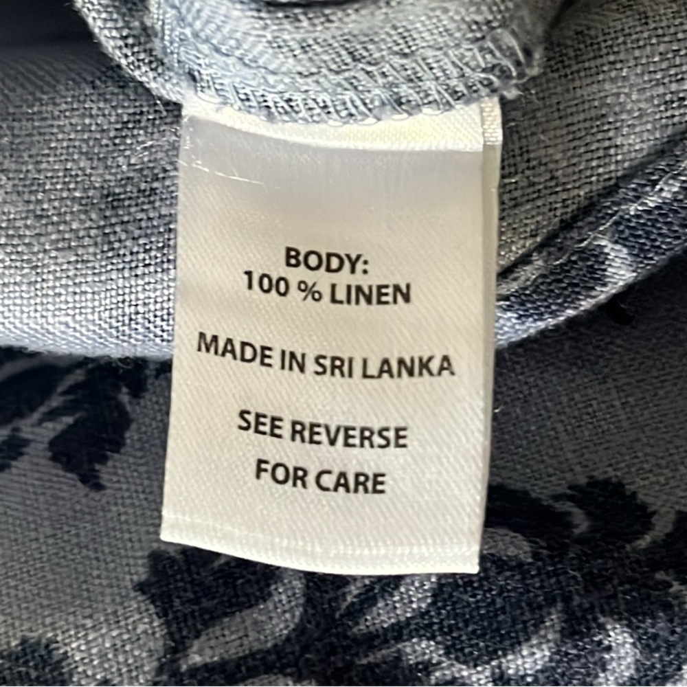 Spartina 449 Callie Linen Bellinger Thistle Denim Blue Floral Button Down Size L - Picture 9 of 11